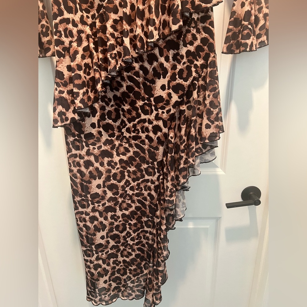 Leopard Print Women's Asymmetrical Dress - Picture 5 of 6
